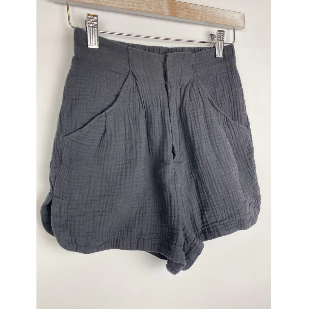 Z Supply Womens Shorts‎ XS Grey High Rise Gauze Crinkle Cotton Coastal